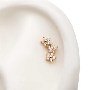 Invictus Body Jewelry 14k Yellow Gold CZ Flower Cluster Threadless End